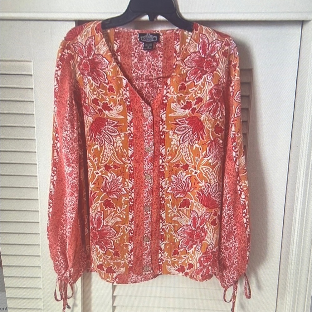 Floral Red and Orange Women's Top